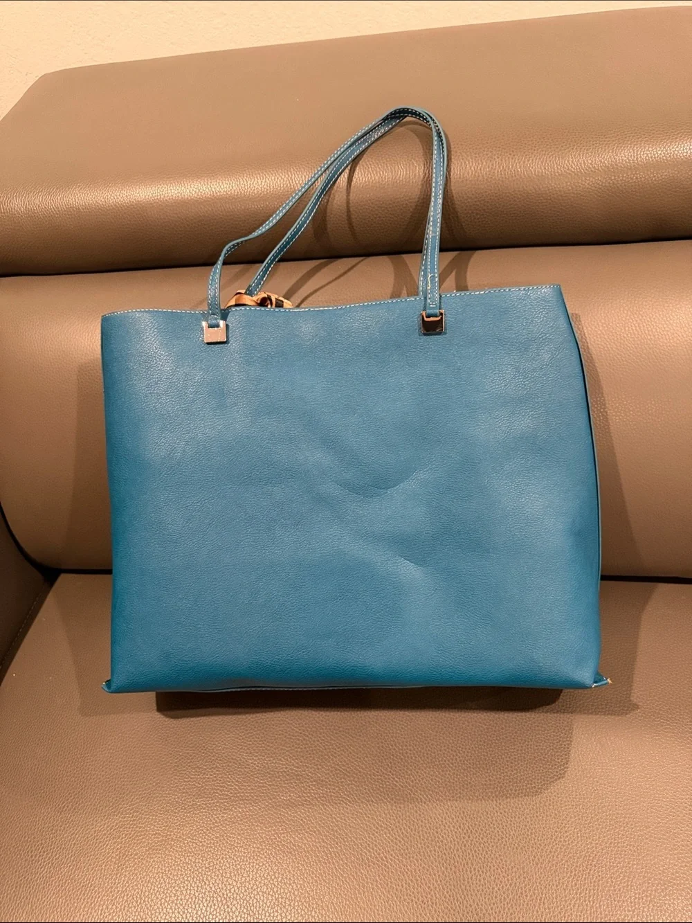Blue Leather Tote Bag with Accent Scarf by Ivanka Trump
